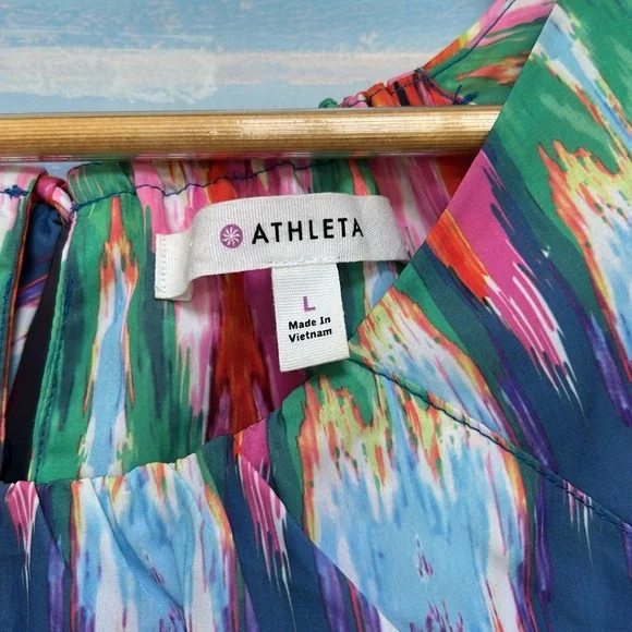 ATHLETA Ikat Martinique Dress LARGE Sleeveless Lightweight Multicolor - Picture 4 of 9